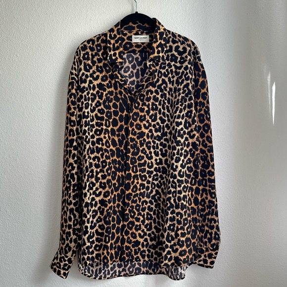 Saint Laurent Silk Leopard Print Shirt NWT - Picture 5 of 11
